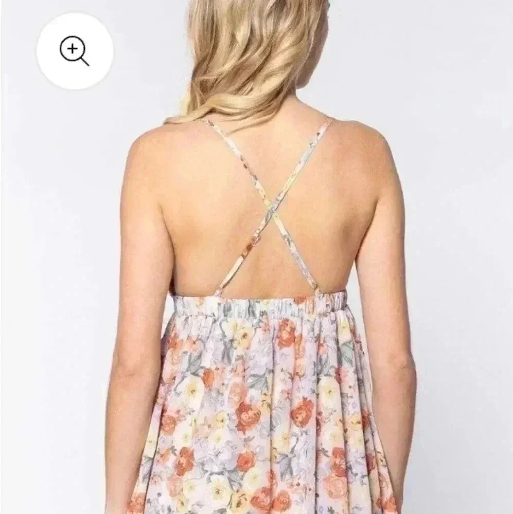 Active USA Floral Pink Lace Babydoll Mini Dress - Picture 2 of 13